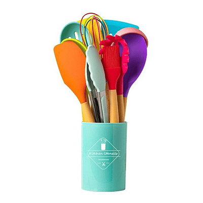 SET UTENSILIOS SILICONA COCINA DE COLORES 12 PZS 
