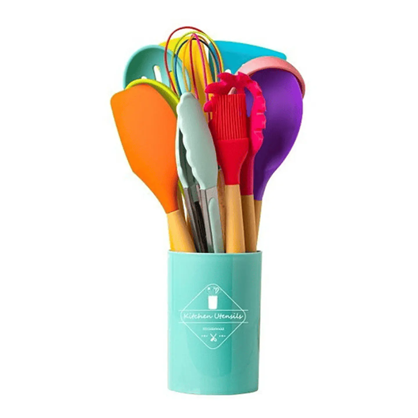 SET UTENSILIOS SILICONA COCINA DE COLORES 12 PZS  1