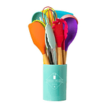 SET UTENSILIOS SILICONA COCINA DE COLORES 12 PZS 