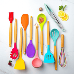 SET UTENSILIOS SILICONA COCINA DE COLORES 12 PZS 