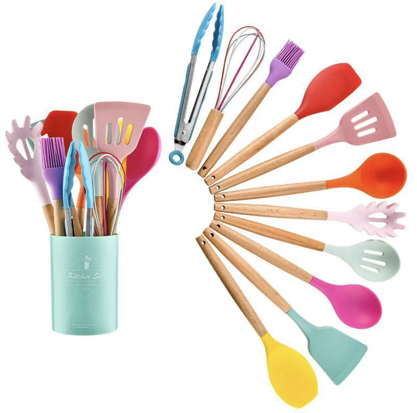 SET UTENSILIOS SILICONA COCINA DE COLORES 12 PZS  4