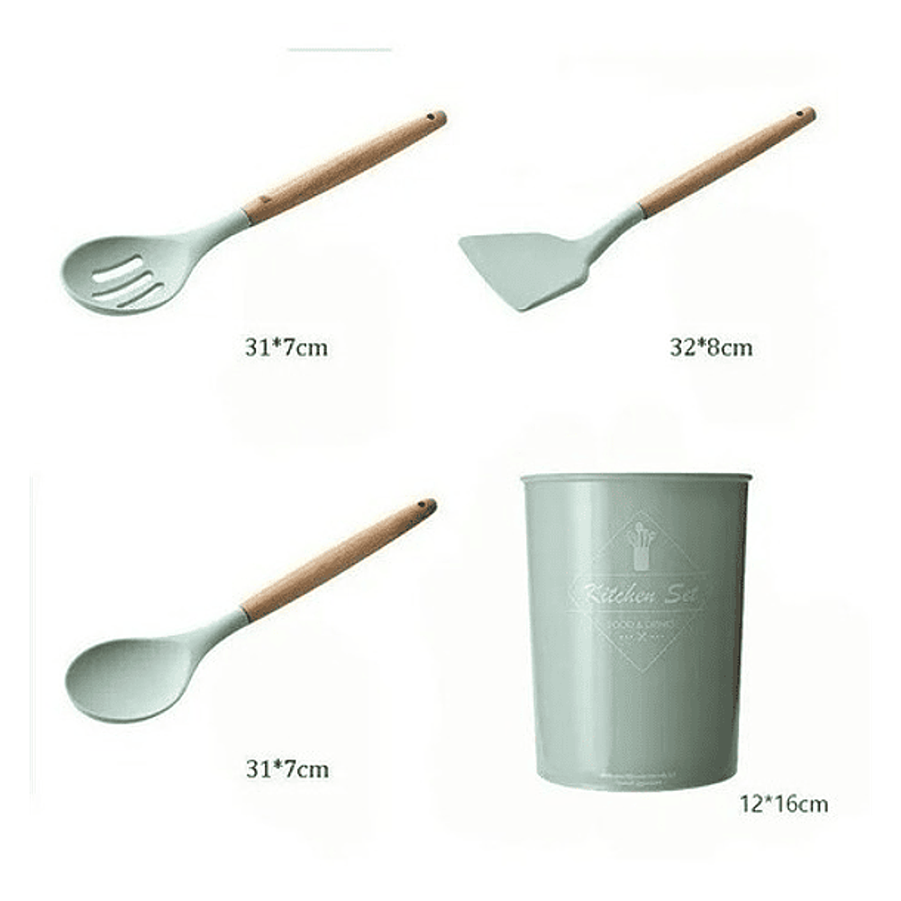 SET UTENSILIOS SILICONA COCINA 12 PZS 