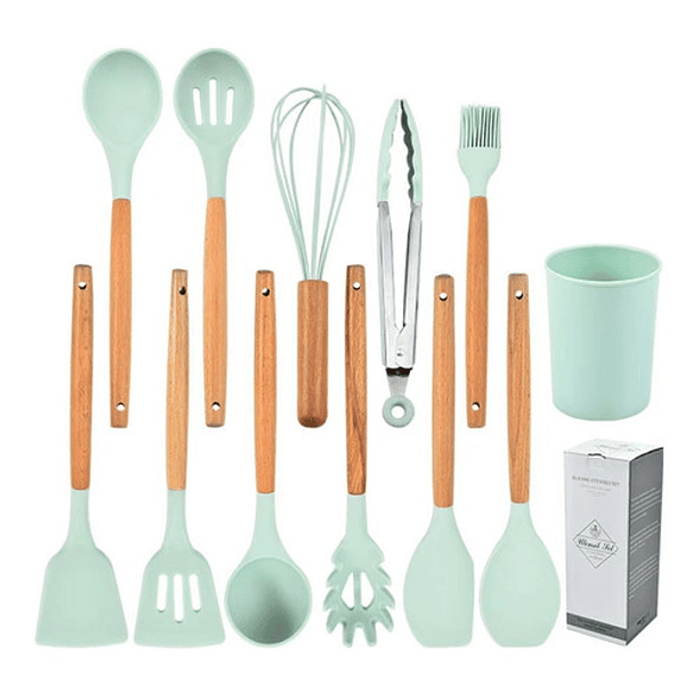 SET UTENSILIOS SILICONA COCINA 12 PZS 