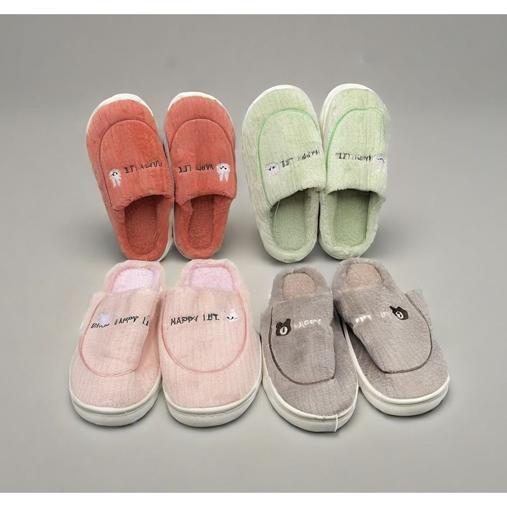 PANTUFLA FELPA PLATA DE GOMA BORDADO GOOD NIGHT 36/37 38/39 40/41