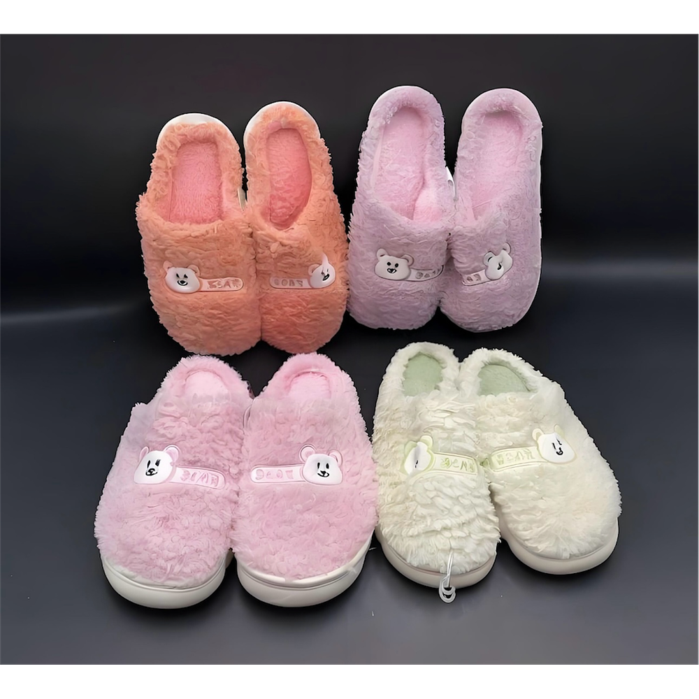 PANTUFLA FELPA PLATA DE GOMA BORDADO OSITO BEAR 36/37 38/39 40/41