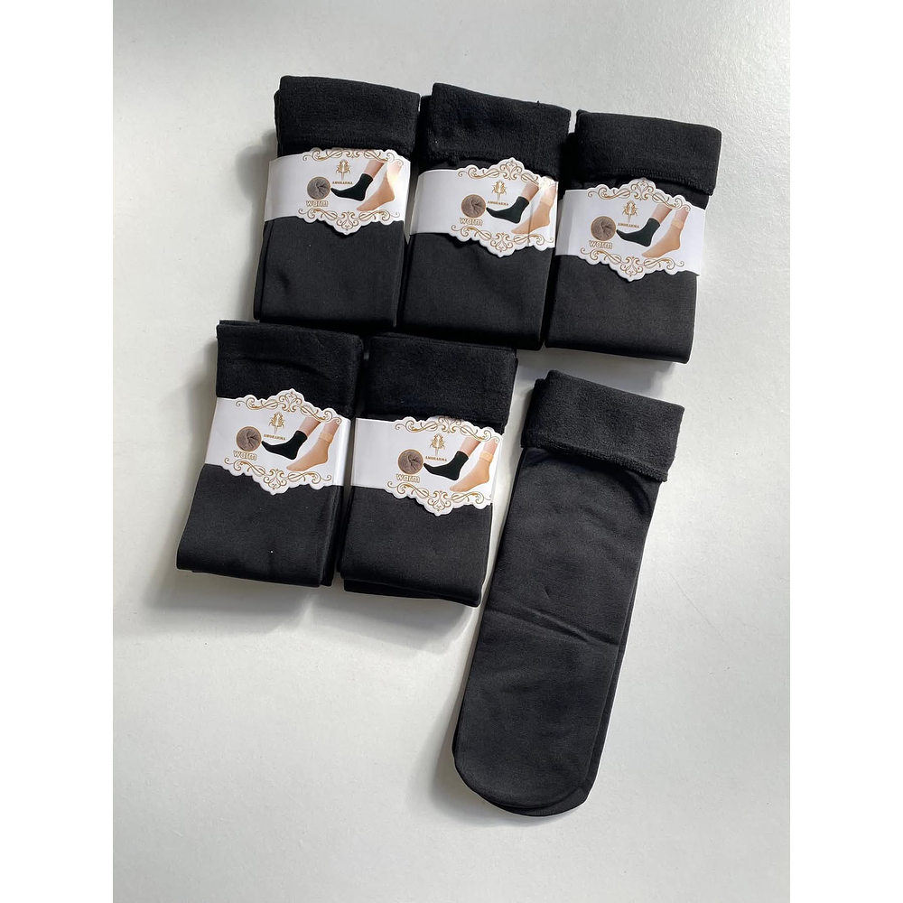 CALCETA TERMICA COLOR NEGRO PQT 12 UNDS