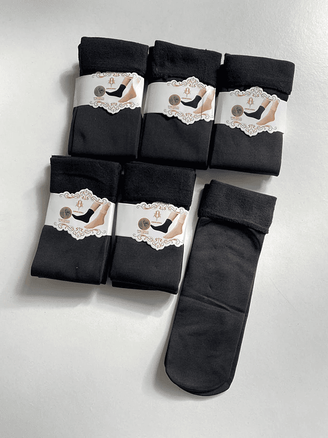 CALCETA TERMICA COLOR NEGRO PQT 12 UNDS