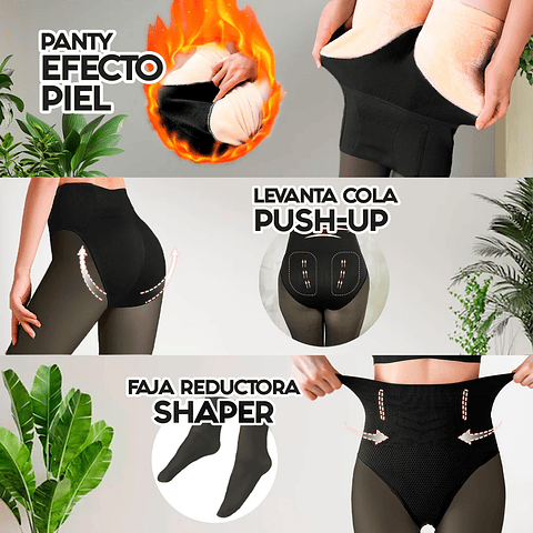 PANTY EFECTO PIEL CON FAJA REDUCTORA Y LEVANTA COLA PUSH APP M-XXXXXL