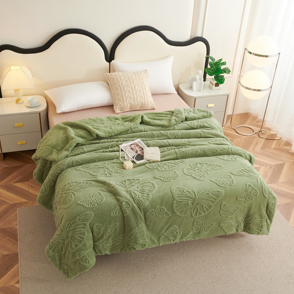 FRAZADA TEXTURIZADA MARIPOSA CON CHIPORRO 2 PLAZAS