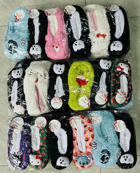 DOCENA DE PANTUFLAS CON CHIPORRO DISEÑO CON PELUCHE PARA ADULTO
