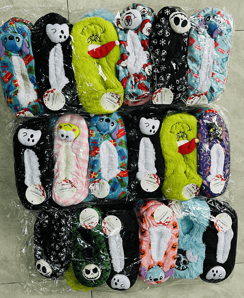DOCENA DE PANTUFLAS CON CHIPORRO DISEÑO CON PELUCHE PARA ADULTO