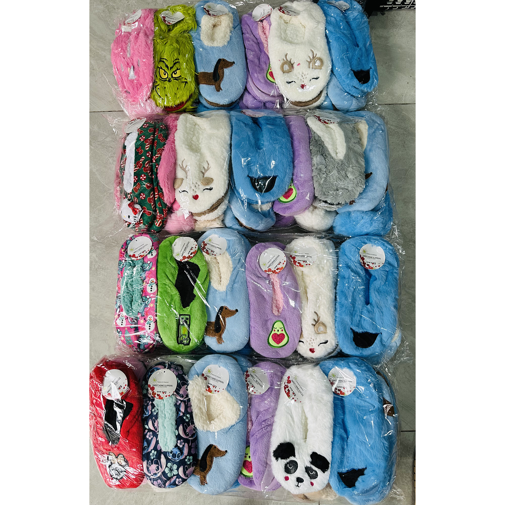 DOCENA DE PANTUFLAS CON CHIPORRO DISEÑO BORADADO PARA ADULTO