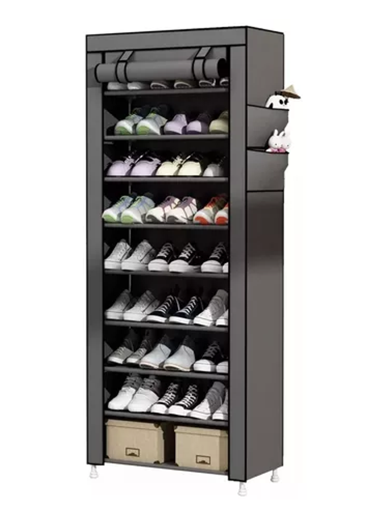 ZAPATERO ORGANIZADOR CON FORRO DE 10 NIVELES Y CIERRE 58x30x158CM  5