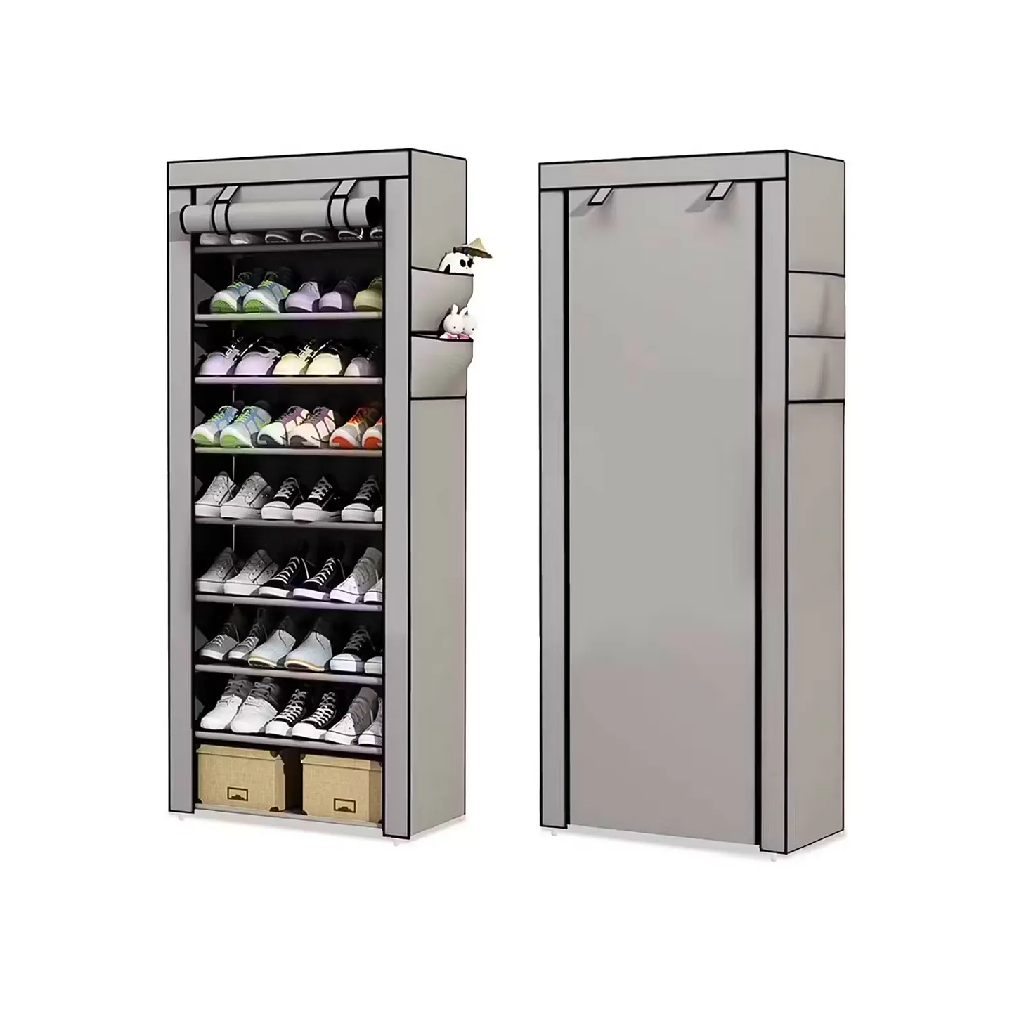 ZAPATERO ORGANIZADOR CON FORRO DE 10 NIVELES Y CIERRE 58x30x158CM  7