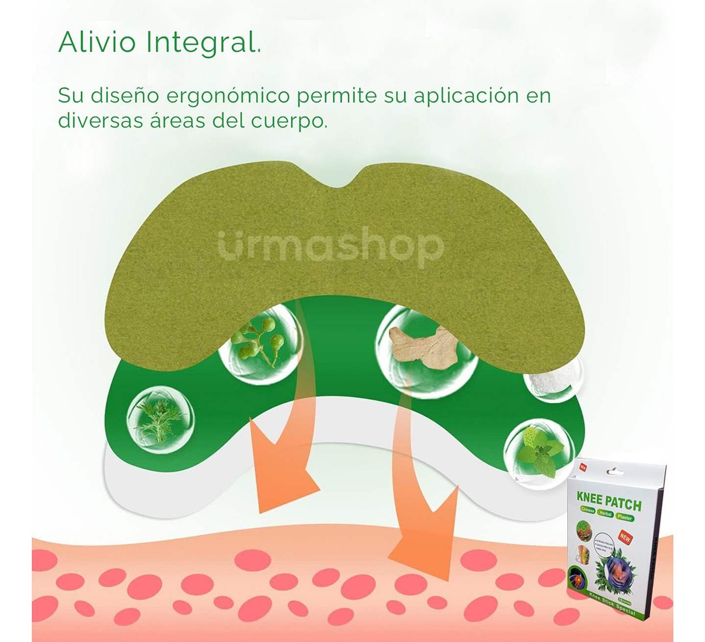 PARCHES PARA ELIMINAR ALIVIAR, CALMAR DOLORES DE RODILLAS KNEE PATCH CAJITA 10 UNDS 6