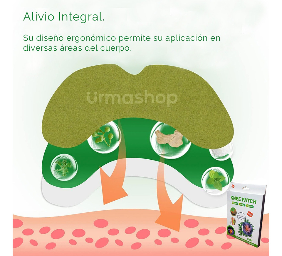 PARCHES PARA ELIMINAR ALIVIAR, CALMAR DOLORES DE RODILLAS KNEE PATCH CAJITA 10 UNDS 6