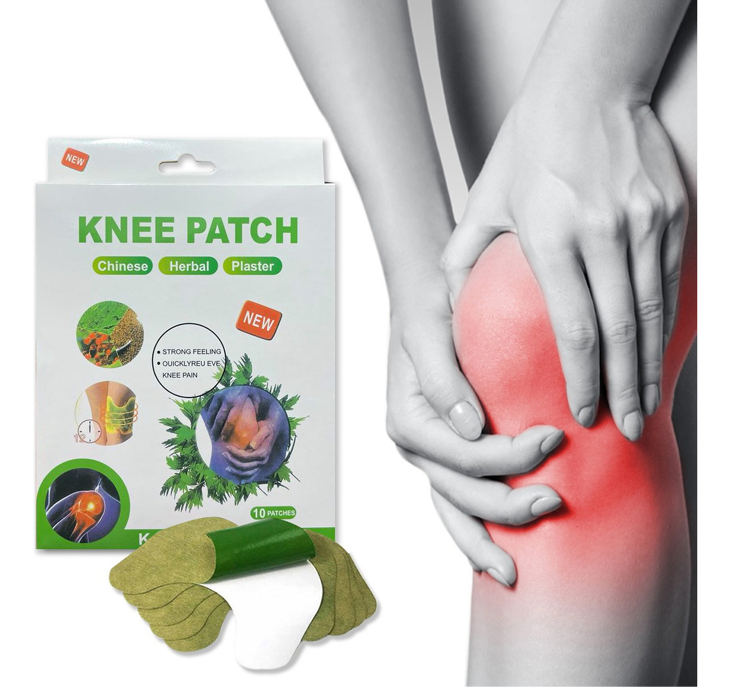 PARCHES PARA ELIMINAR ALIVIAR, CALMAR DOLORES DE RODILLAS KNEE PATCH CAJITA 10 UNDS 1