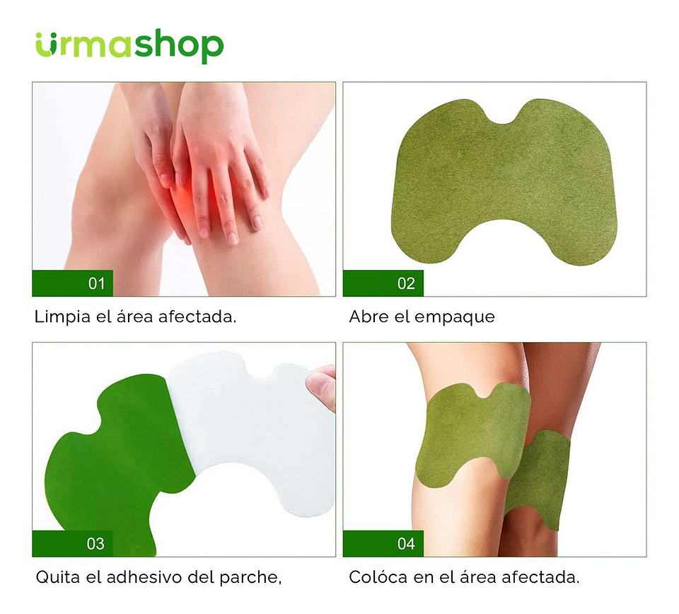 PARCHES PARA ELIMINAR ALIVIAR, CALMAR DOLORES DE RODILLAS KNEE PATCH CAJITA 10 UNDS 12