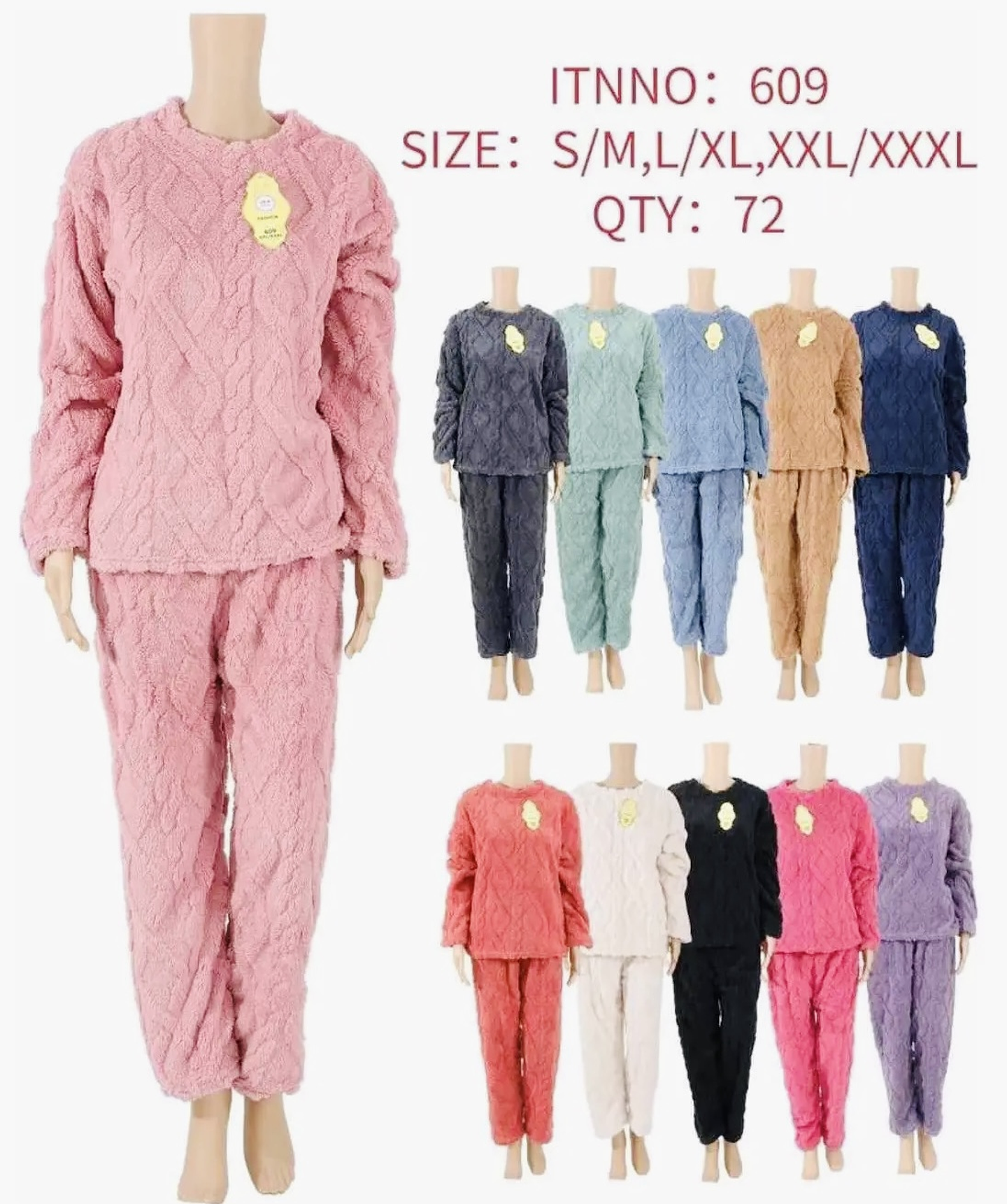 PIJAMA POLAR DE 2 PIEZAS TEXTURIZADO PARA DAMA CON BRILLO M-L 1