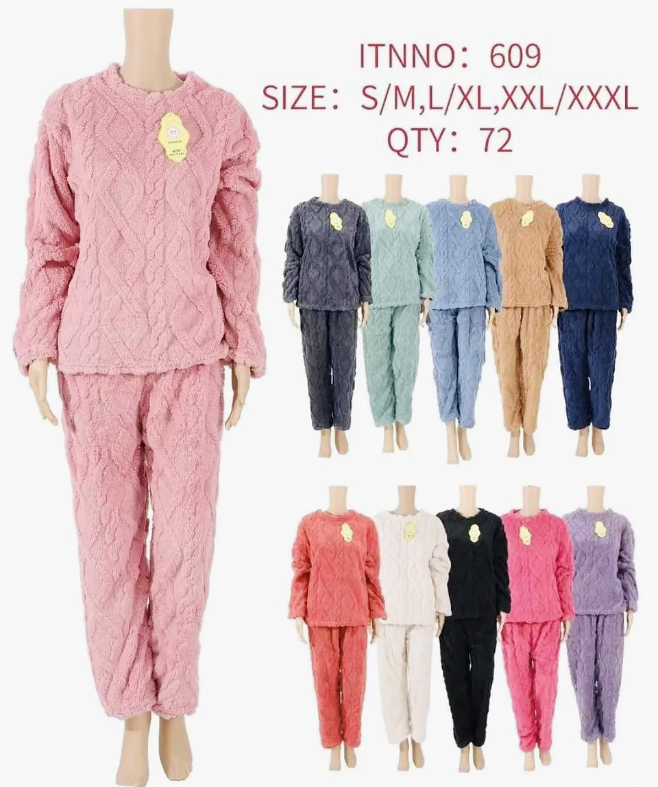 PIJAMA POLAR DE 2 PIEZAS TEXTURIZADO PARA DAMA CON BRILLO M-L 1
