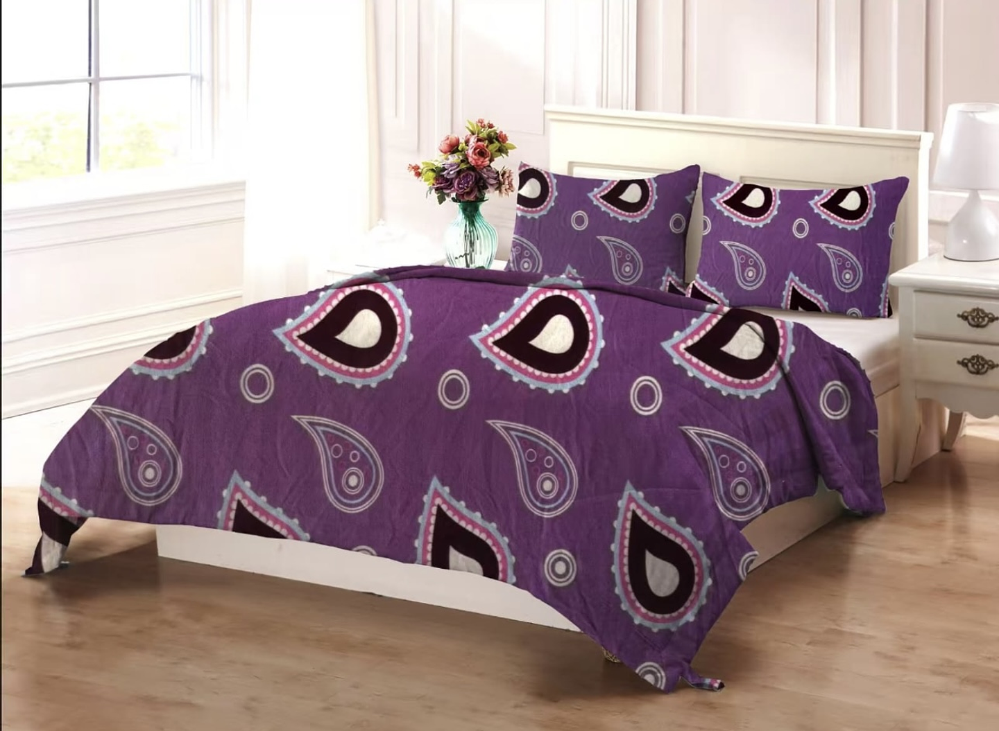 SET DE SABANA DE POLAR CON DISEÑO KING 2.5 PLAZAS  2