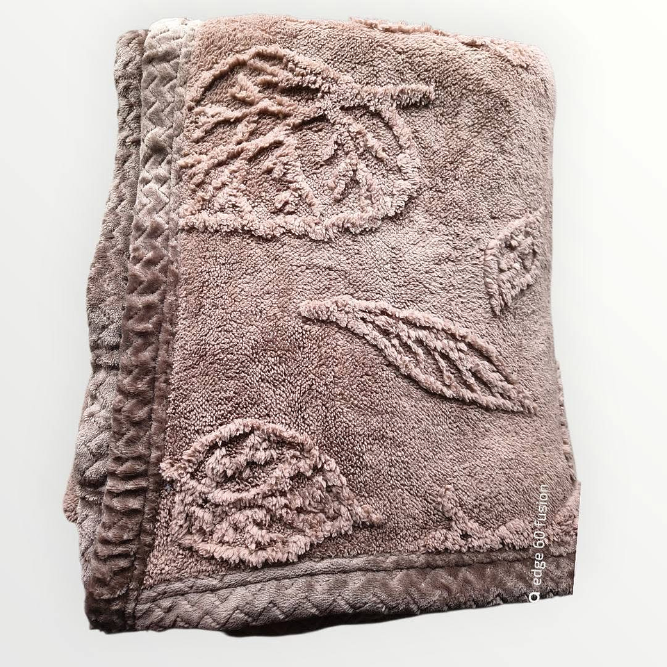 FRAZADA TEXTURIZADO HOJAS CON CHIPORRO DE 1.5 PLAZA 160x220CM 14