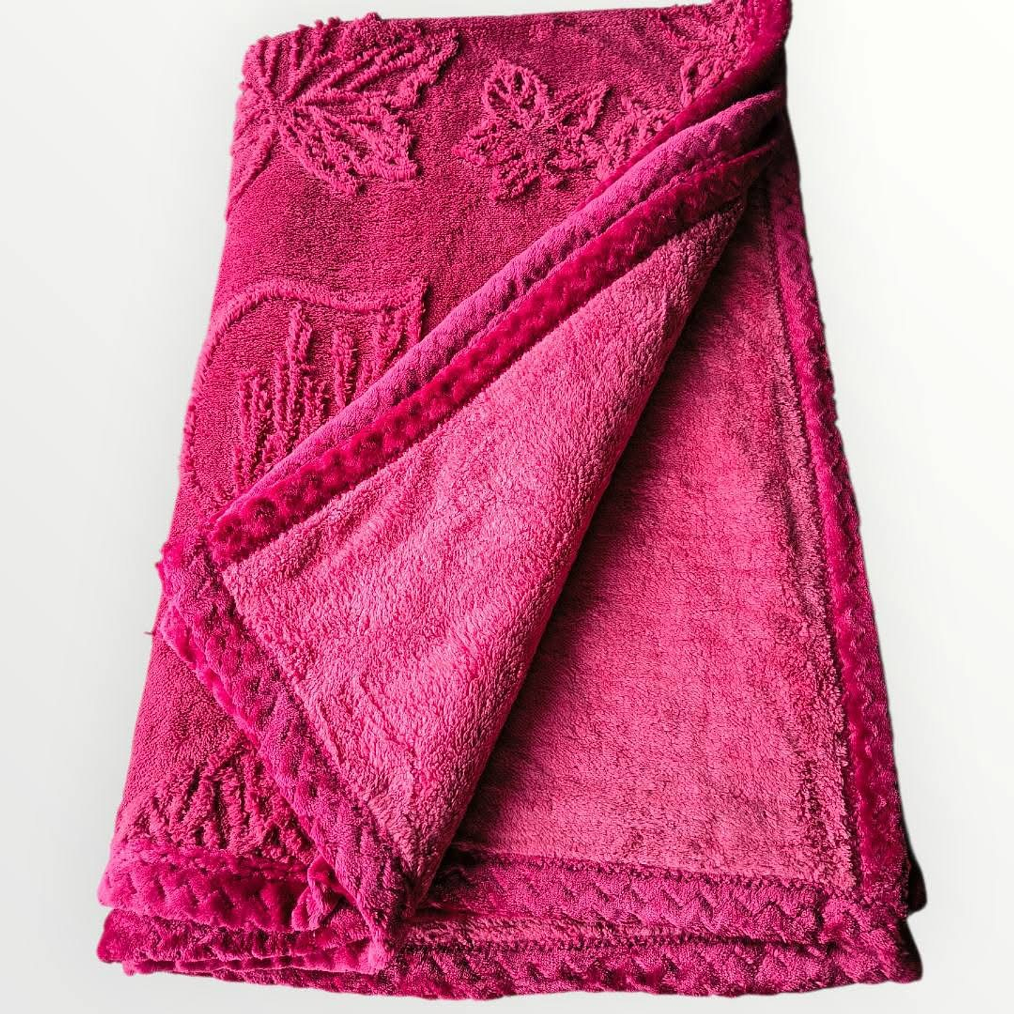 FRAZADA TEXTURIZADO HOJAS CON CHIPORRO DE 1.5 PLAZA 160x220CM 4