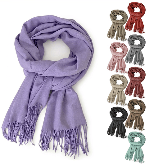 BUFANDA DE CASHMERE COLOR LISO 180x60CM