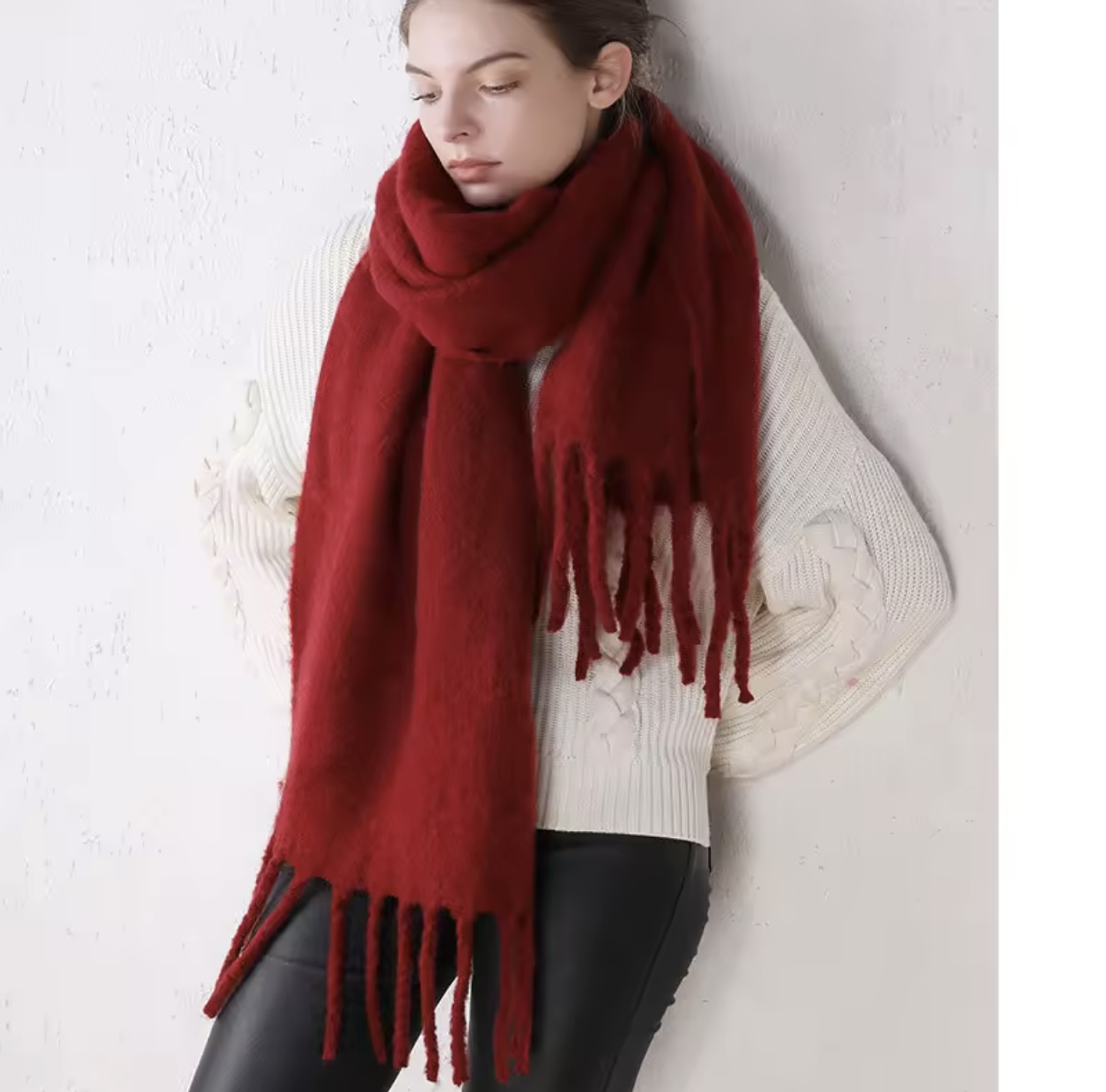 BUFANDON LANA DE ALPACA COLOR LISO 200x45CM 5