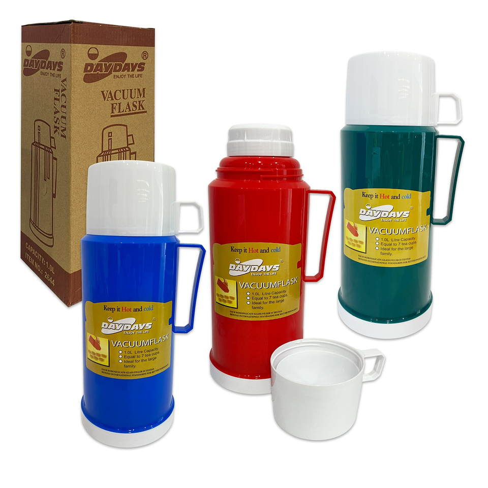 TERMO DE VIDRIO VACUM FLASK 1.8 LTRS CON TAZITAS 1