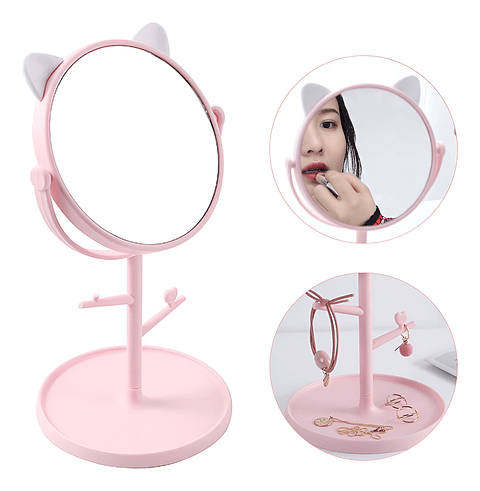 ESPEJITO GATITO MÓVIL CON JOYERO ORGANIZADOR 20x12.5CM