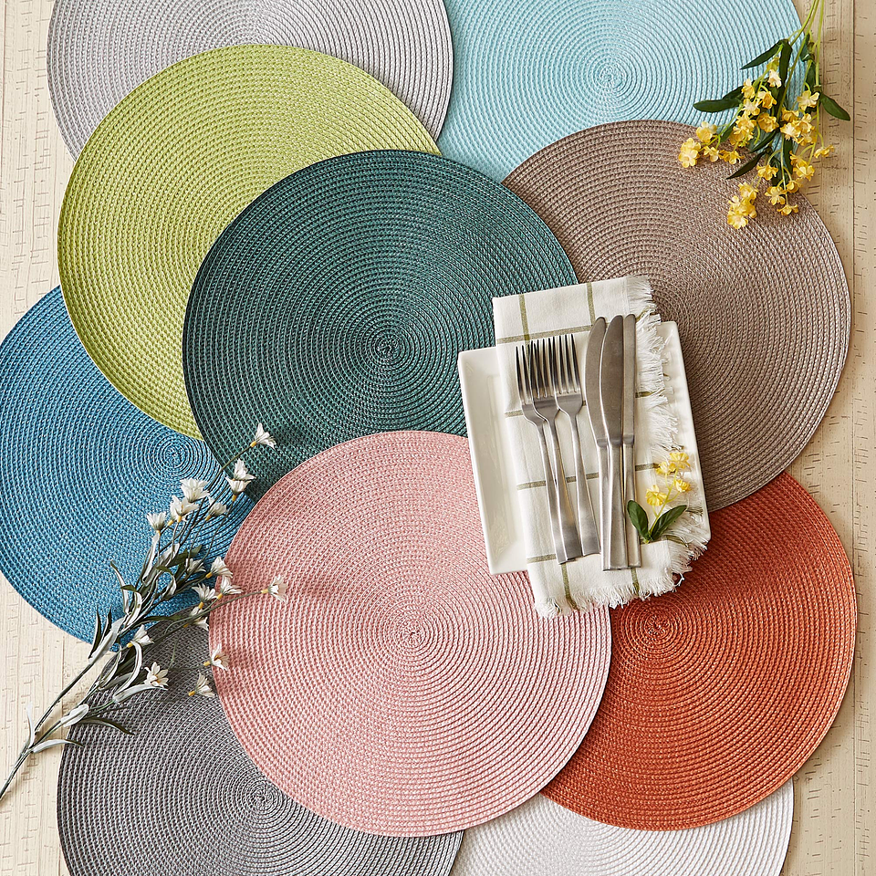 SET DE 6 INDIVIDUALES TEJIDOS REDONDOS 38CM 21