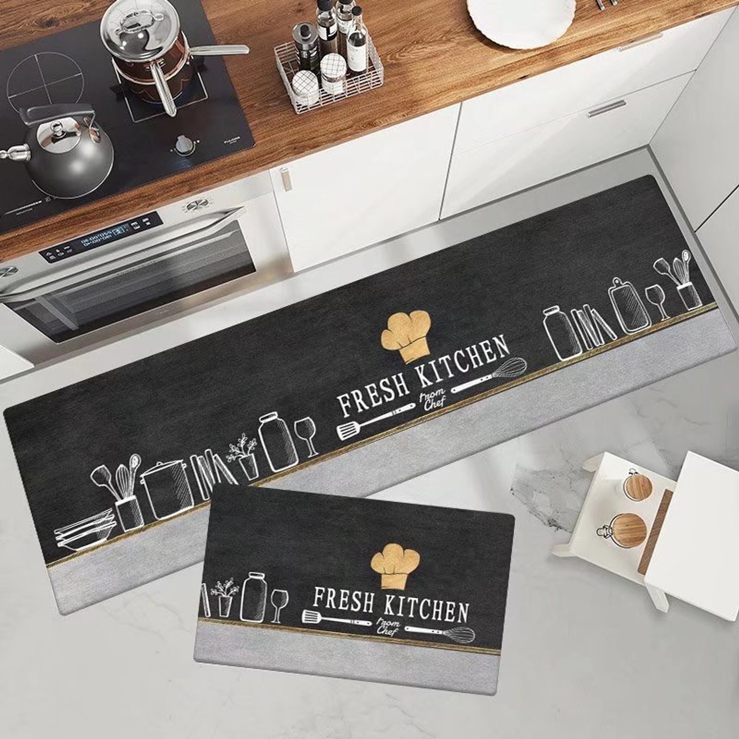 ALFOMBRA SET DE COCINA 2 PIEZAS 40x120CM + 40x60CM 4