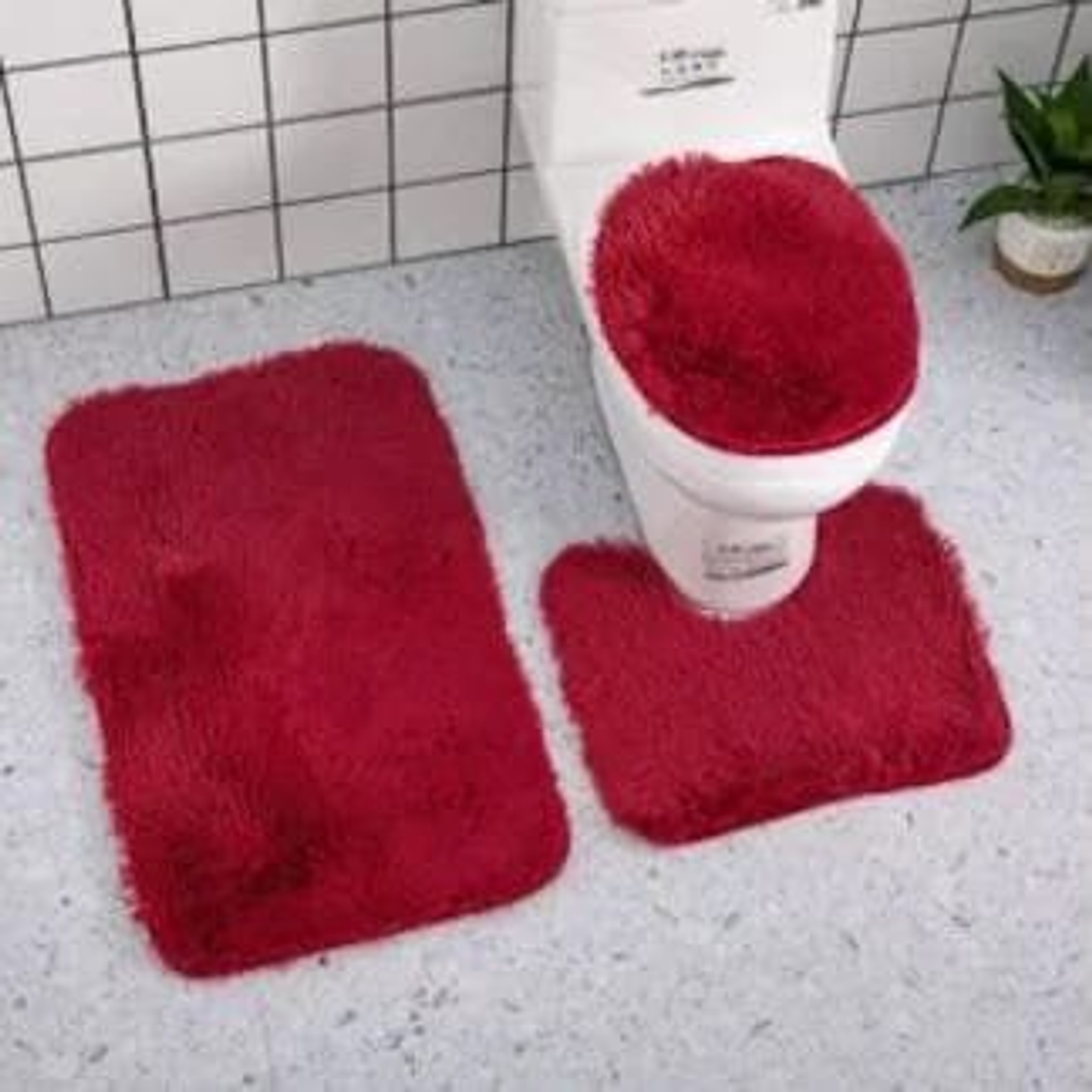 ALFOMBRA SET DE BAÑO PELUDO DE 3 PIEZAS  1