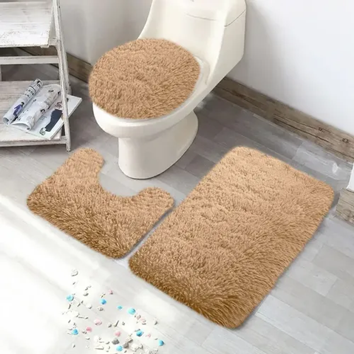 ALFOMBRA SET DE BAÑO PELUDO DE 3 PIEZAS  3