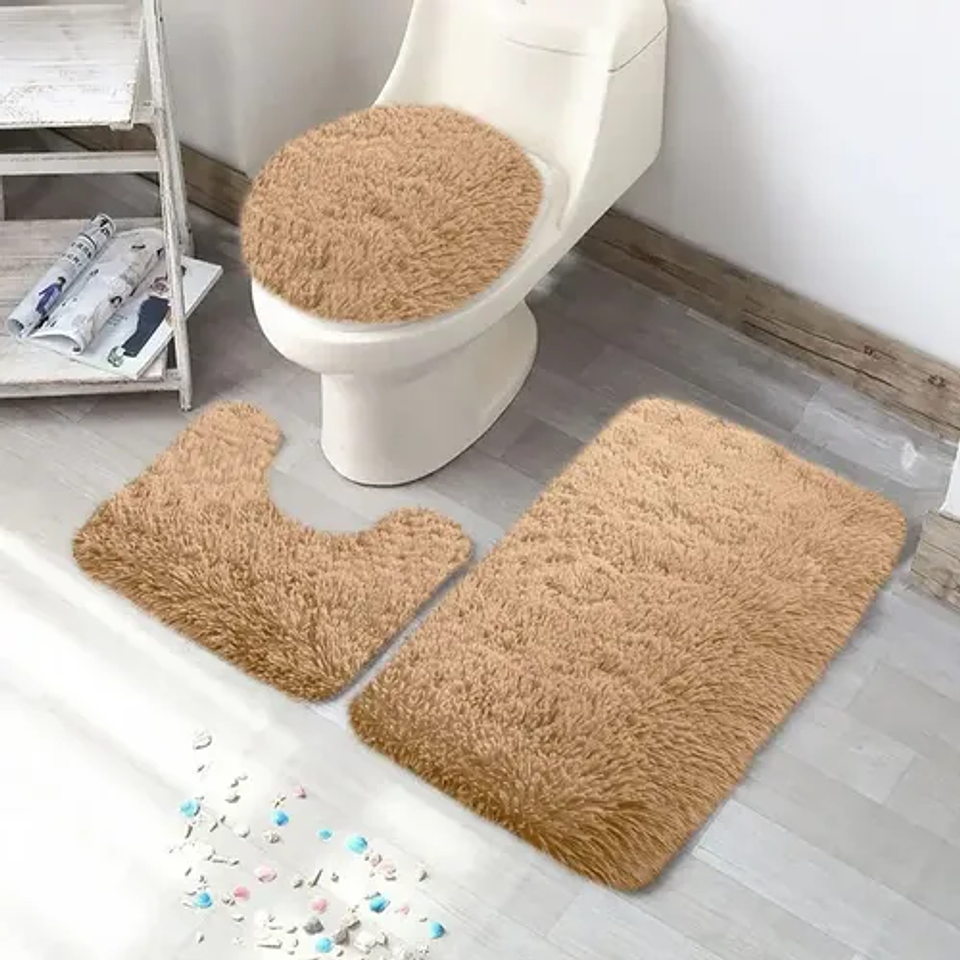ALFOMBRA SET DE BAÑO PELUDO DE 3 PIEZAS  3