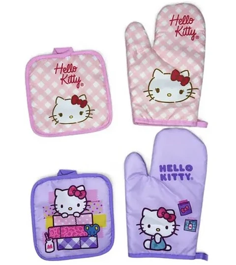 SET DE COCINA MANOPLA + GUANTES TÉRMICO PARA HORNO SANRIO 
