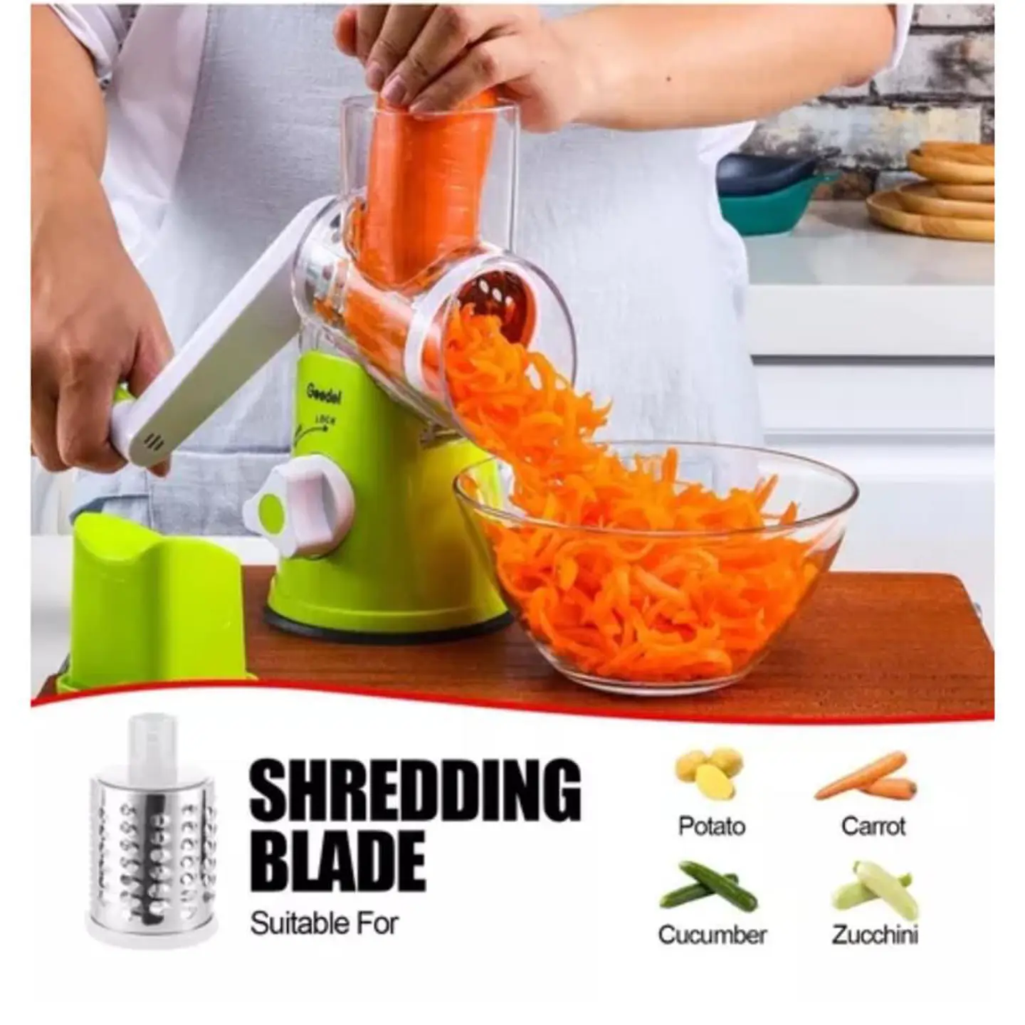 RALLADOR CORTADOR DE VERDURAS 3EN1 CON MANDOLINA  4