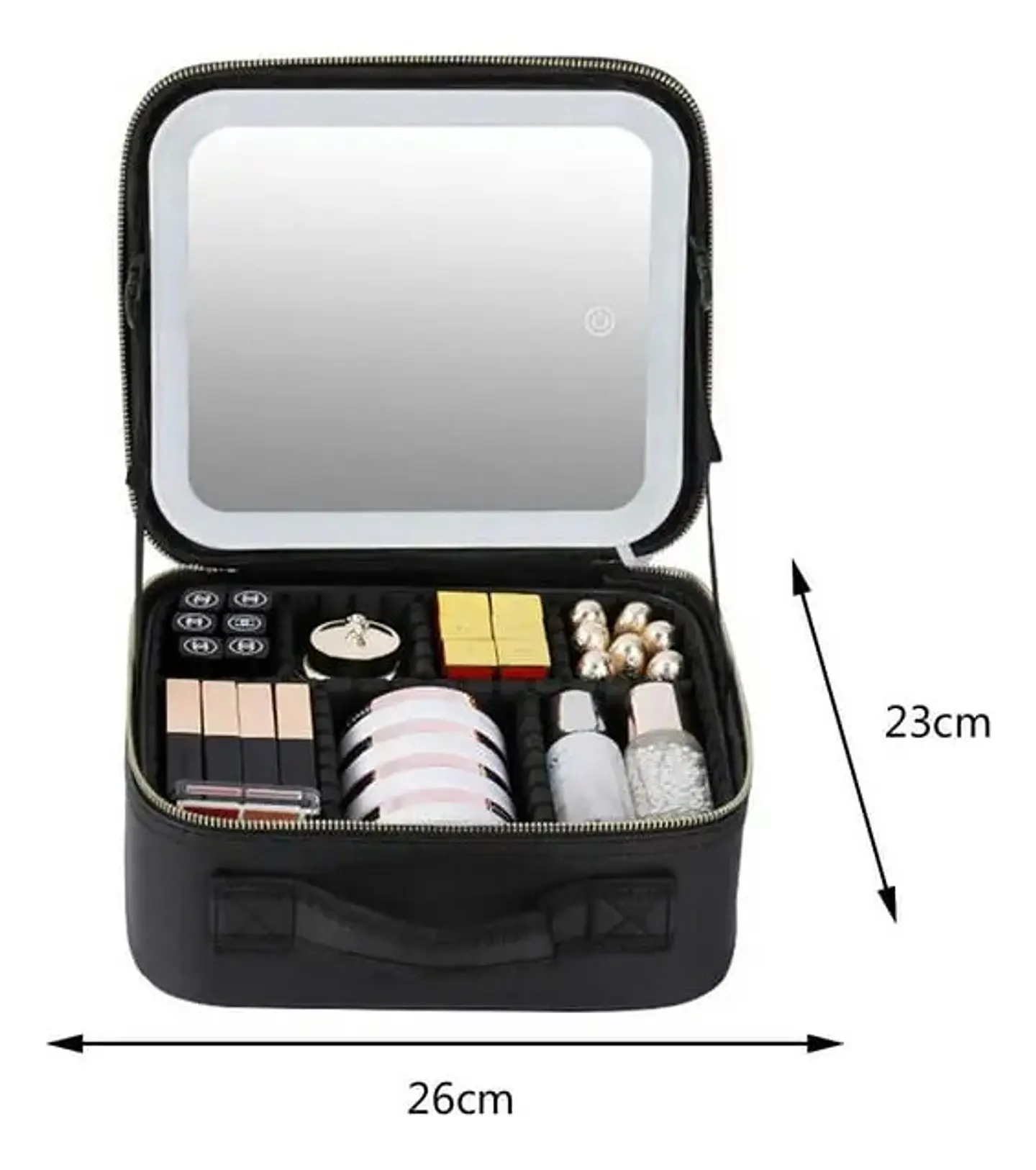 MALETÍN ORGANIZADOR DE MAQUILLAJE PORTÁTIL CON ESPEJO LED 4