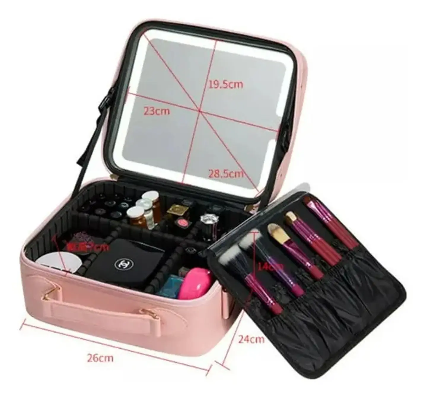 MALETÍN ORGANIZADOR DE MAQUILLAJE PORTÁTIL CON ESPEJO LED 10