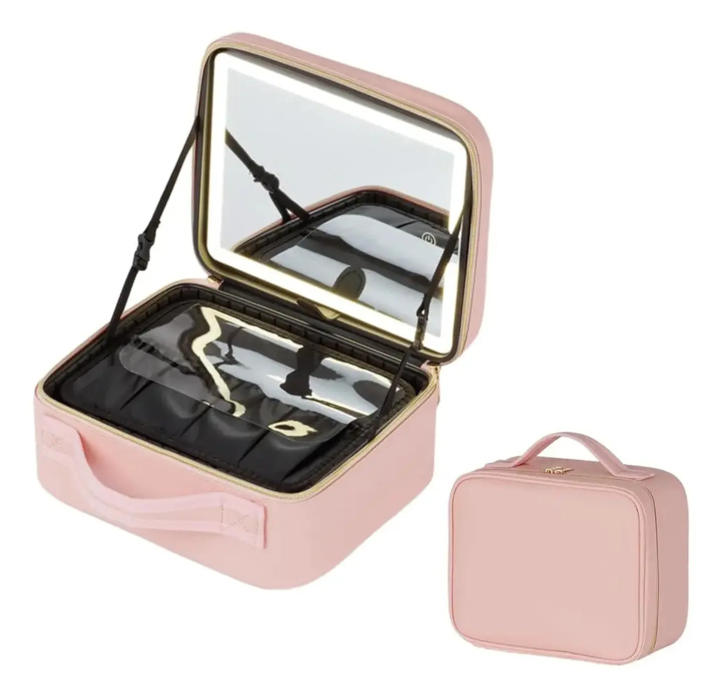 MALETÍN ORGANIZADOR DE MAQUILLAJE PORTÁTIL CON ESPEJO LED 14