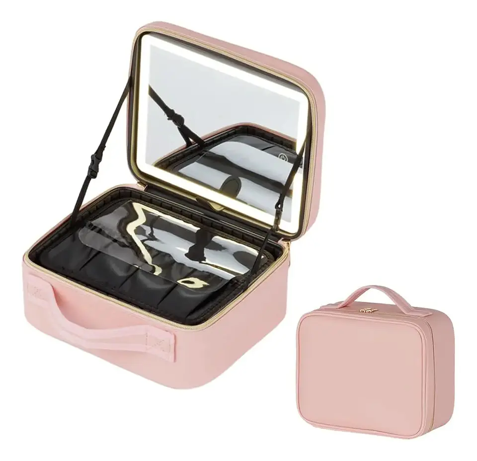 MALETÍN ORGANIZADOR DE MAQUILLAJE PORTÁTIL CON ESPEJO LED 14