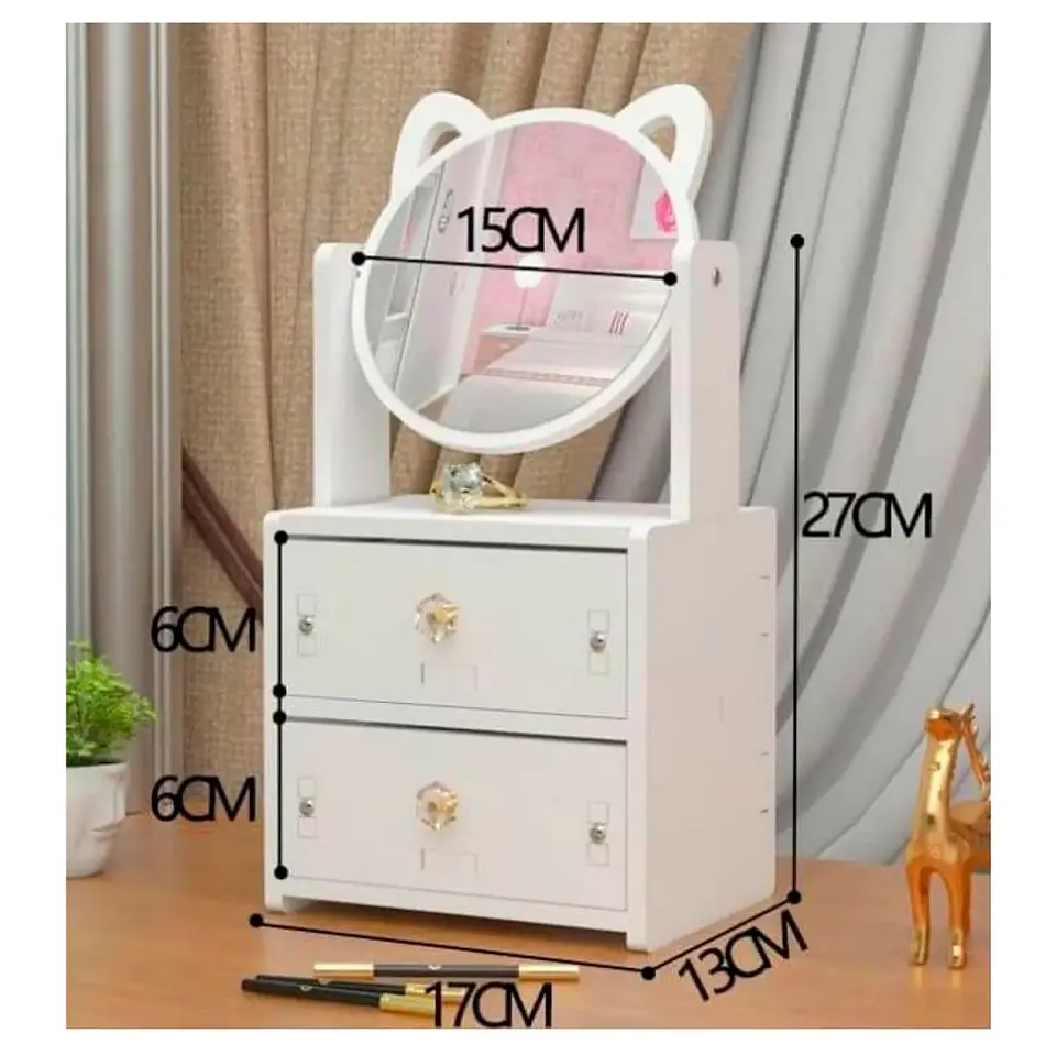 JOYERO DOBLE CAJON ESPEJO GATO  5