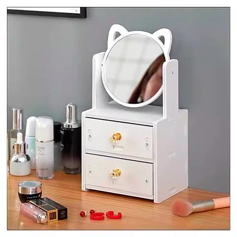 JOYERO DOBLE CAJON ESPEJO GATO 