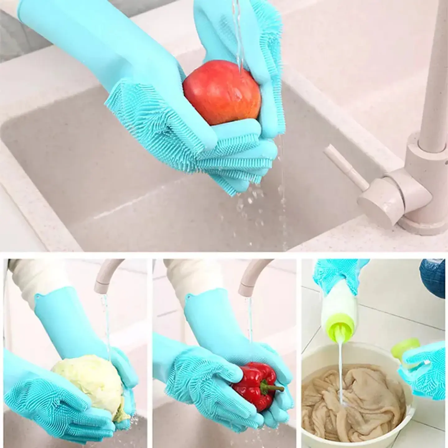 PAR GUANTE FLOR PARA LAVAR MULTIUSO  5