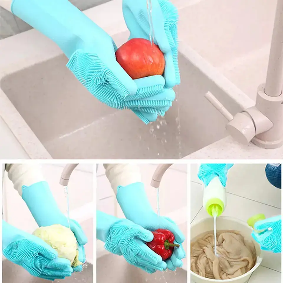 PAR GUANTE FLOR PARA LAVAR MULTIUSO  5