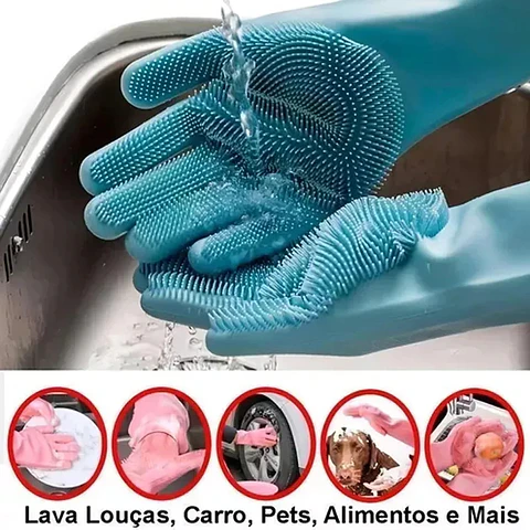 PAR GUANTE FLOR PARA LAVAR MULTIUSO 