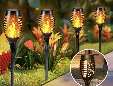 LAMPARA ESTACA SOLAR EFECTO FLAMA 51CM 