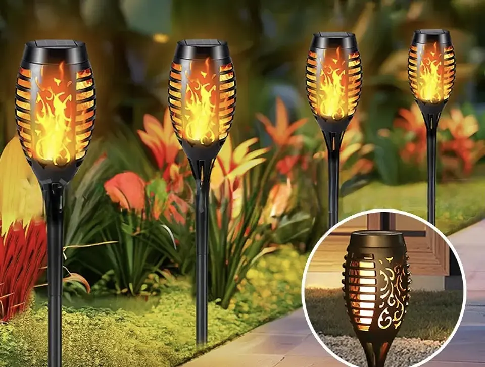 LAMPARA ESTACA SOLAR EFECTO FLAMA 51CM  1