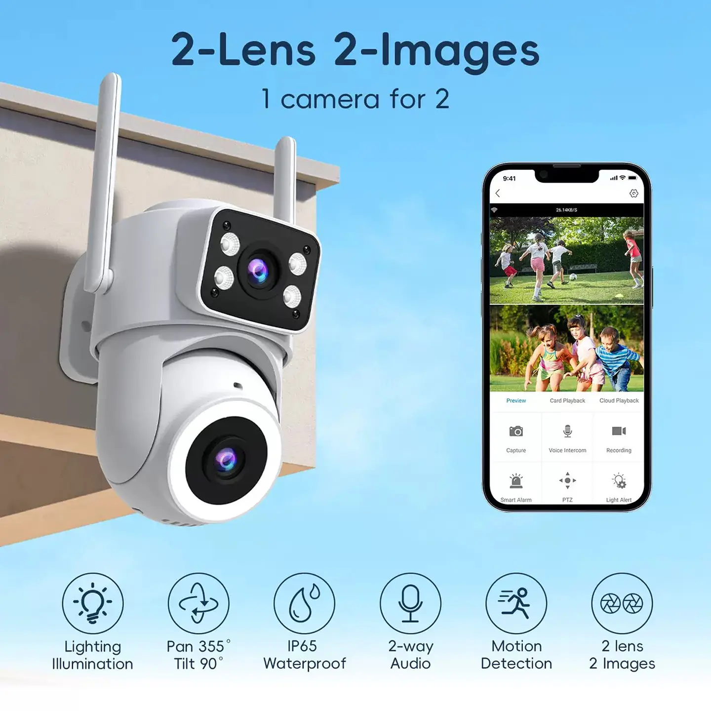 CAMARA DOBLE DE SEGURIDAD 1 FIJA 1 MOVIL  1